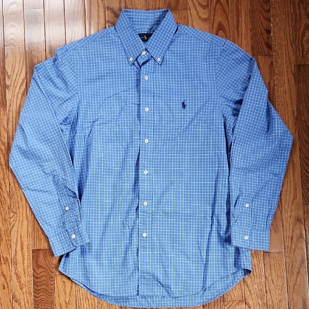 Ralph Lauren Blue Checked Button Down Shirt
